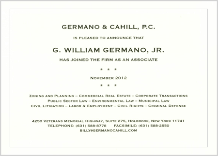 G. William Germano, Jr. Announcement